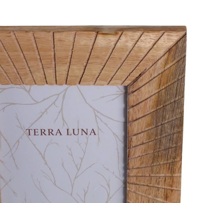 Wood Glass Picture Frame Carved Texture for Home Display - 4x6" Brown