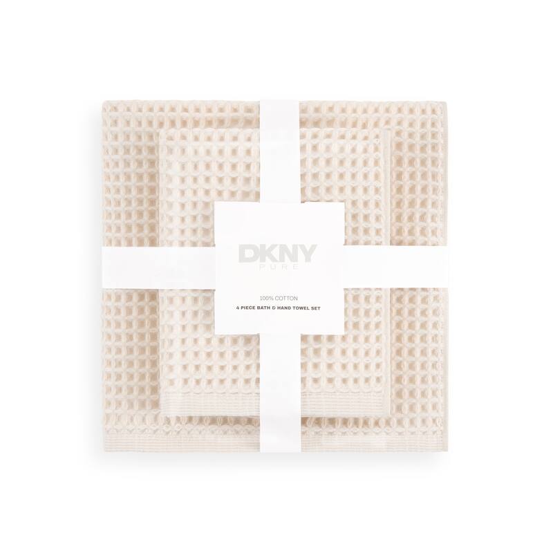 DKNY PURE Yarn Dyed Waffle Bath and Hand Towel 4-piece Set