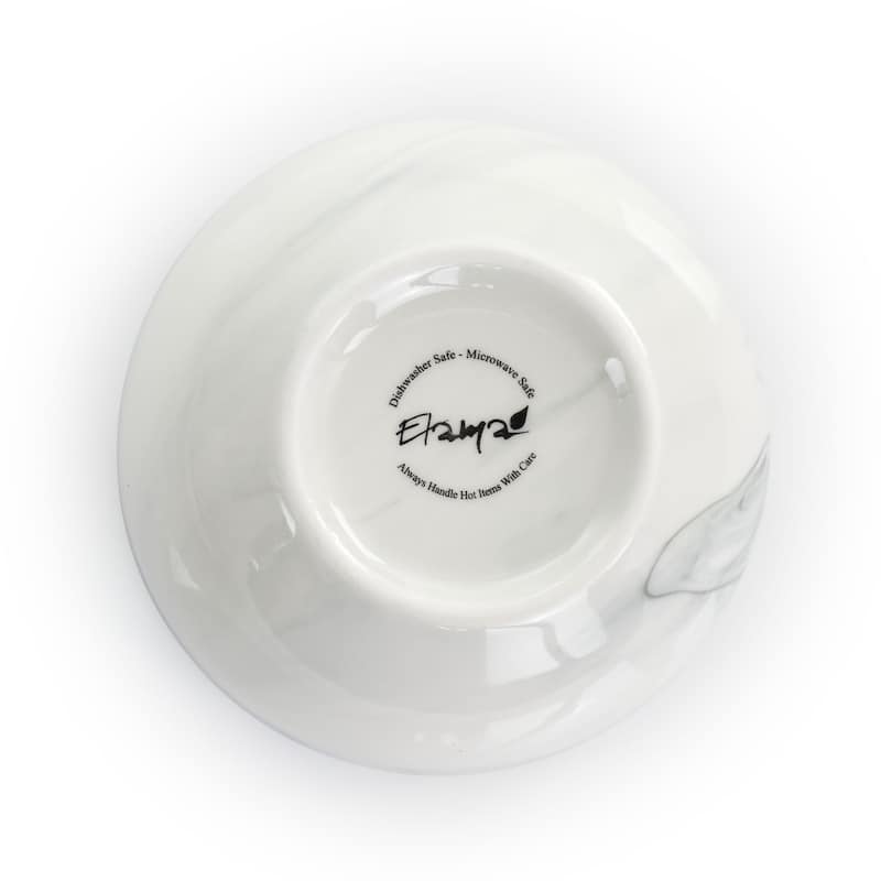 Elama Fine Marble 16 Piece Stoneware Dinnerware Set in Black and White