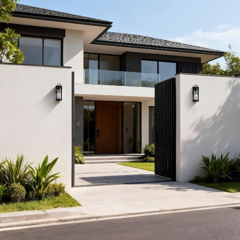 Matte Black Farmhouse Outdoor Wall Lantern Sconce - 3 Variants (11in 1-Light/14in 1-Light/17in 3-Light), Clear Glass, Wet Rated