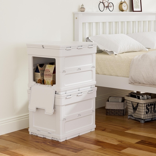 Folding Plastic Storage Box Stackable Side Opening