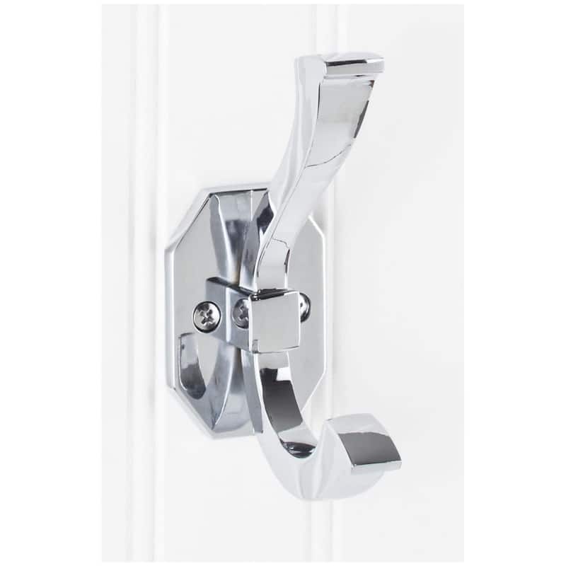 Elements 1-3/4 Inch Wide Double Coat and Hat Hook - Polished Chrome