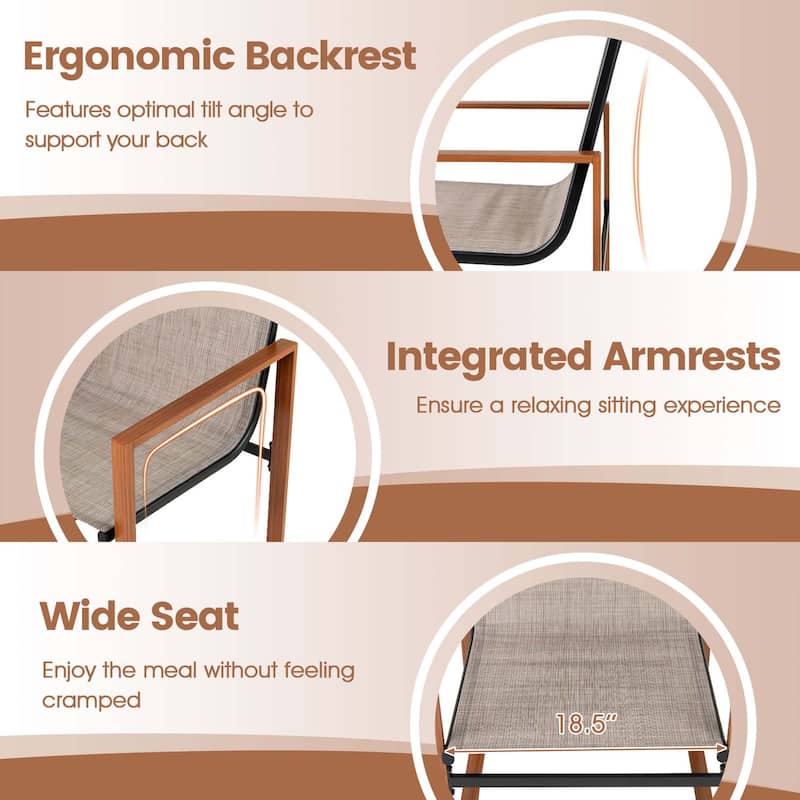 Gymax 4 PCS Outdoor Dining Chairs Patio Furniture Chair w/ Breathable