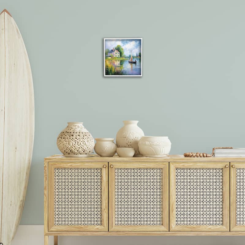 Stupell Boat Drifting Near Shore Framed Giclee Art Design By Heidi Kuntz