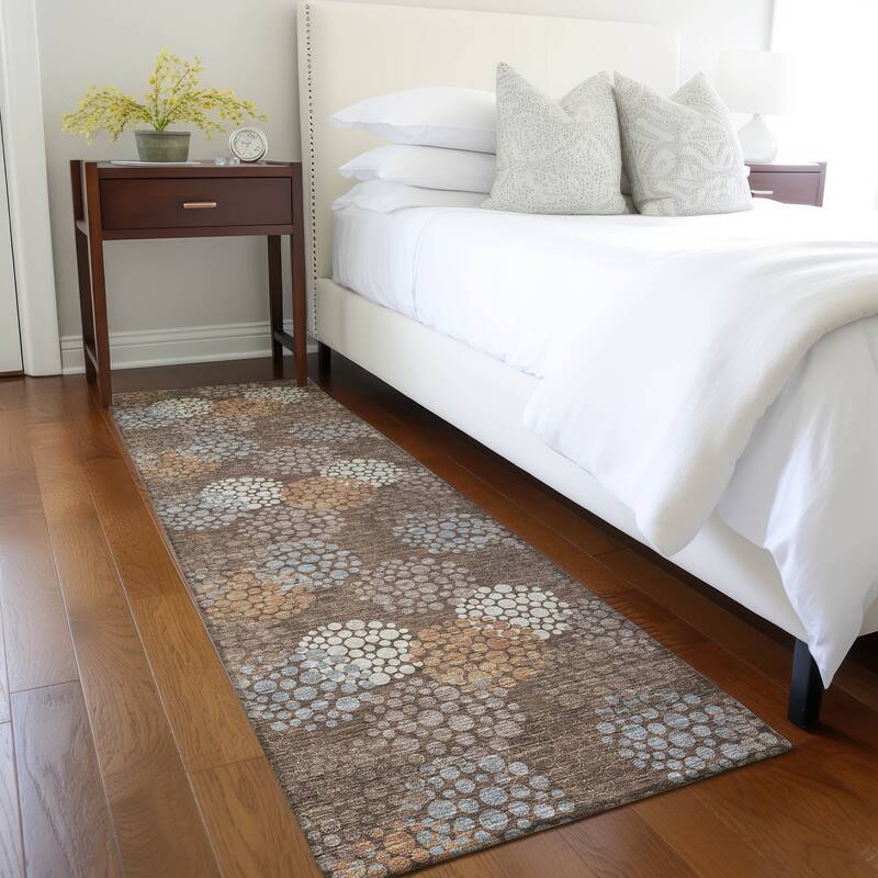 Machine Washable Indoor/ Outdoor Chantille Modern Bubbles Rug