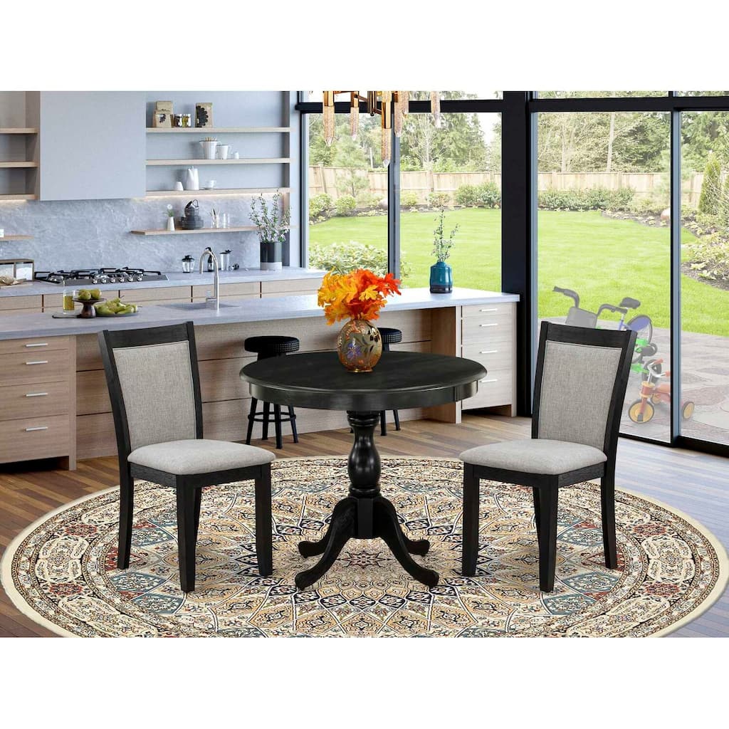3-Piece Wirebrushed Black Solid Wood Top - Dining Room Set - Seats-4