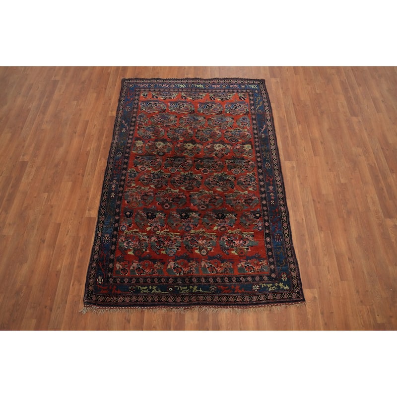 Hand Knotted Oriental 100% Wool Carpet Traditional Floral Oranges & Rust Bidjar Area Rug - 6' 10'' X 4' 7''
