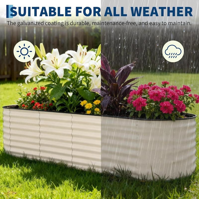 2 PCS 8x2x2 FT Galvanized Steel Raised Garden Bed, Planter for Vegetables, Flowers with Anti-Cut Strips - N/A
