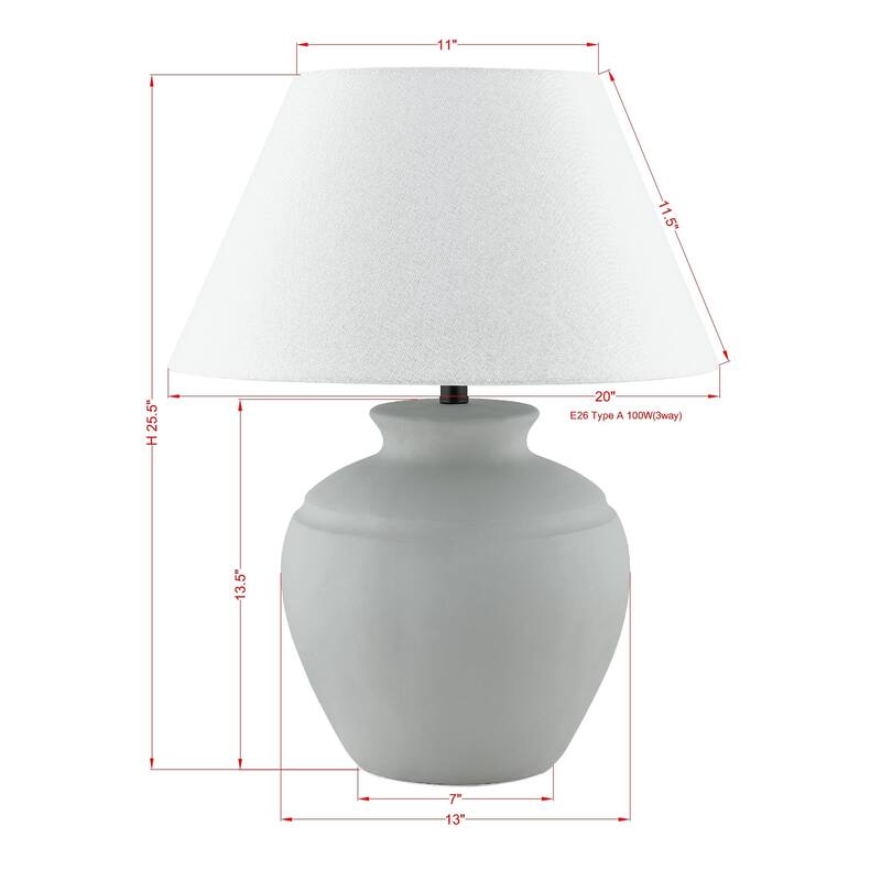 Bolton 26" Table Lamp with Linen Shade, Gray