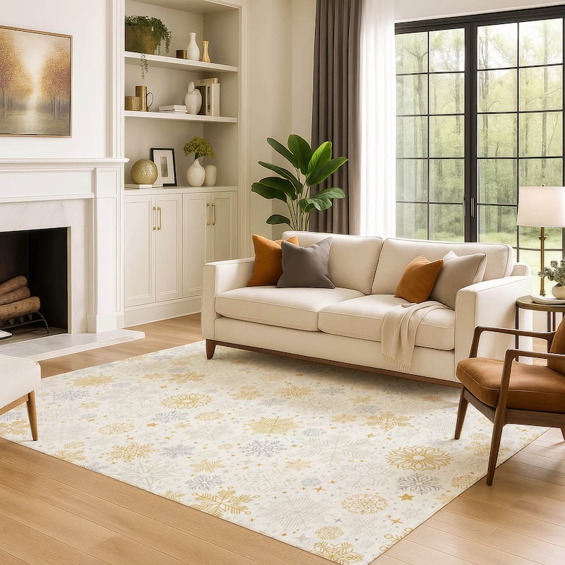 Premium Washable Super Soft Winter Snowflake Mayfield Rug