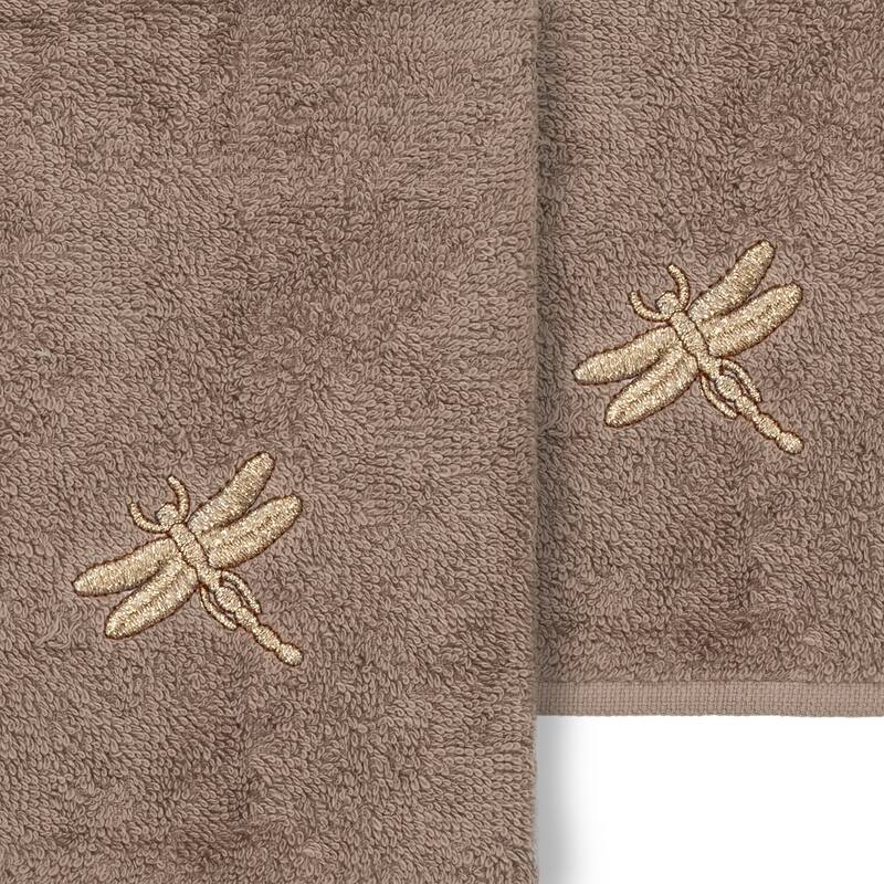 Authentic Hotel and Spa 100% Turkish Cotton Braelyn 2PC Embellished Washcloth Set