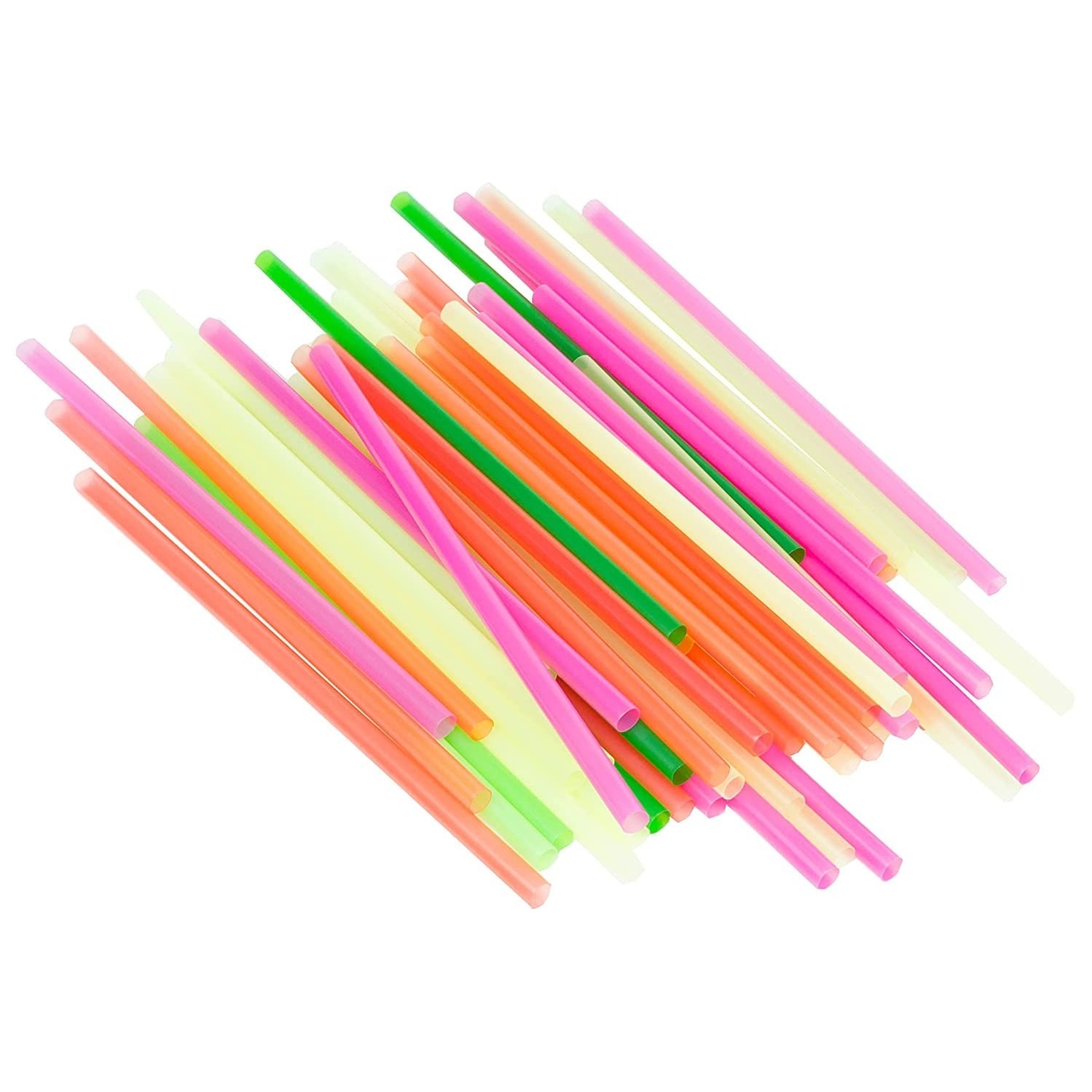 Chef Craft 50 Piece 8" Long Neon Milkshake / Smoothie Straws Set - Assorted Colors