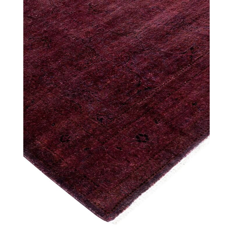 Overton Hand Knotted Wool Vintage Inspired Modern Contemporary Overdyed Purple Runner Rug - 2' 6" x 12' 1"