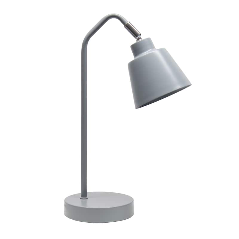 Metal Desk Lamp with Adjustable Cone Shade for Modern Workspace - 7.80 x 5.60 x 16 in. (L x W x H) - Grey
