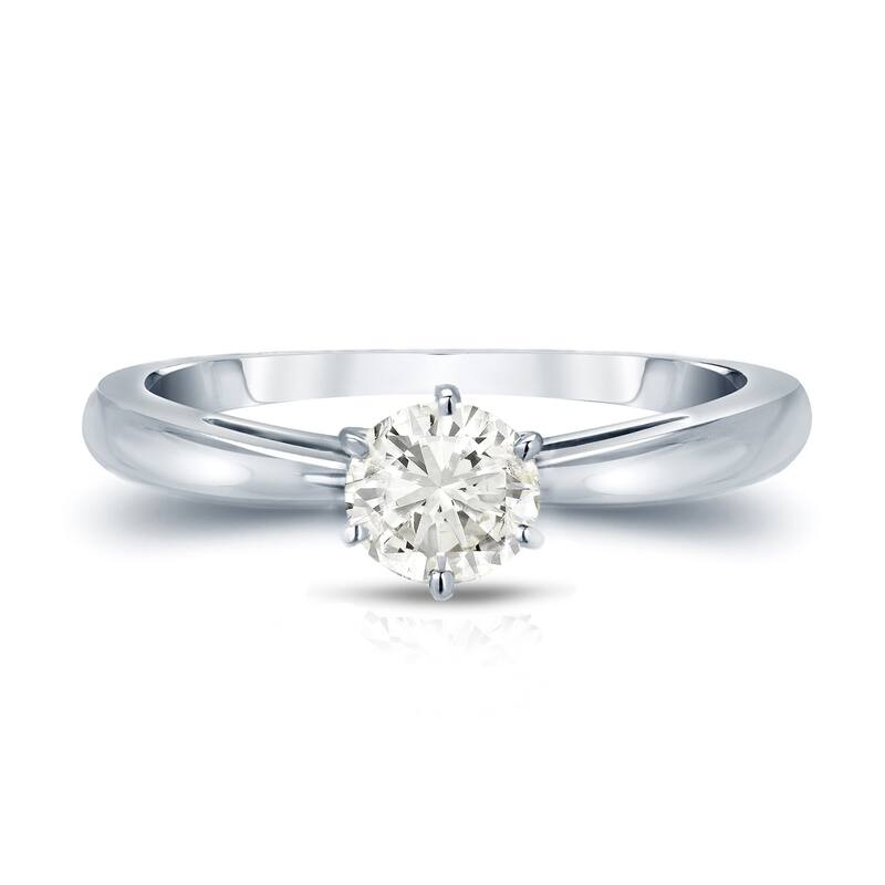 Auriya 14k Gold 1/3ctw Round Solitaire Diamond Engagement Ring