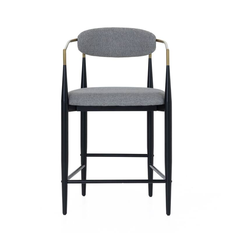Modrest Buchtel Mid-Century Modern Medium Grey, Gold Arm & Black Counter Chair