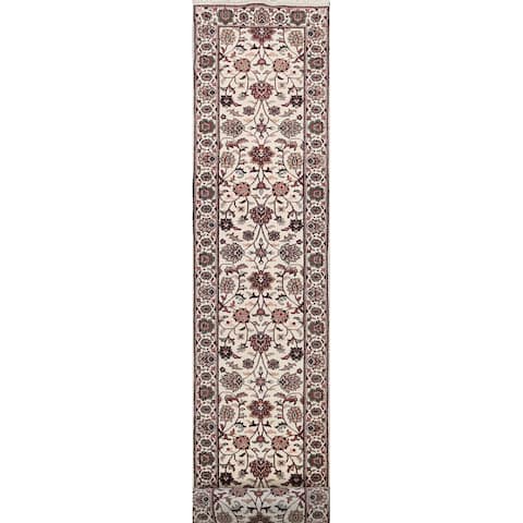 Traditional Floral Kashan Oriental Wool Runner Rug Handmade Carpet - 2'8" x 19'8"