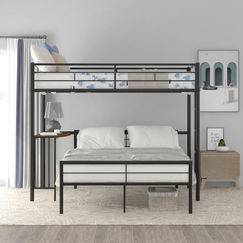 Twin Over Full Metal Bunk Bed with Desk