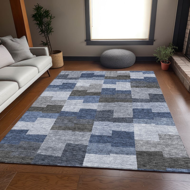 Premium Washable Super Soft Contemporary Mayfield Rug - Blue - 5' x 7' 6" - Rectangle