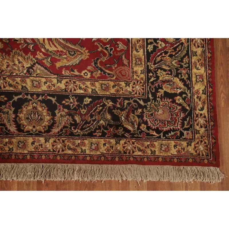 Red Floral Agra Oriental Area Rug Hand-Knotted Wool Carpet - 7'9" x 10'0"
