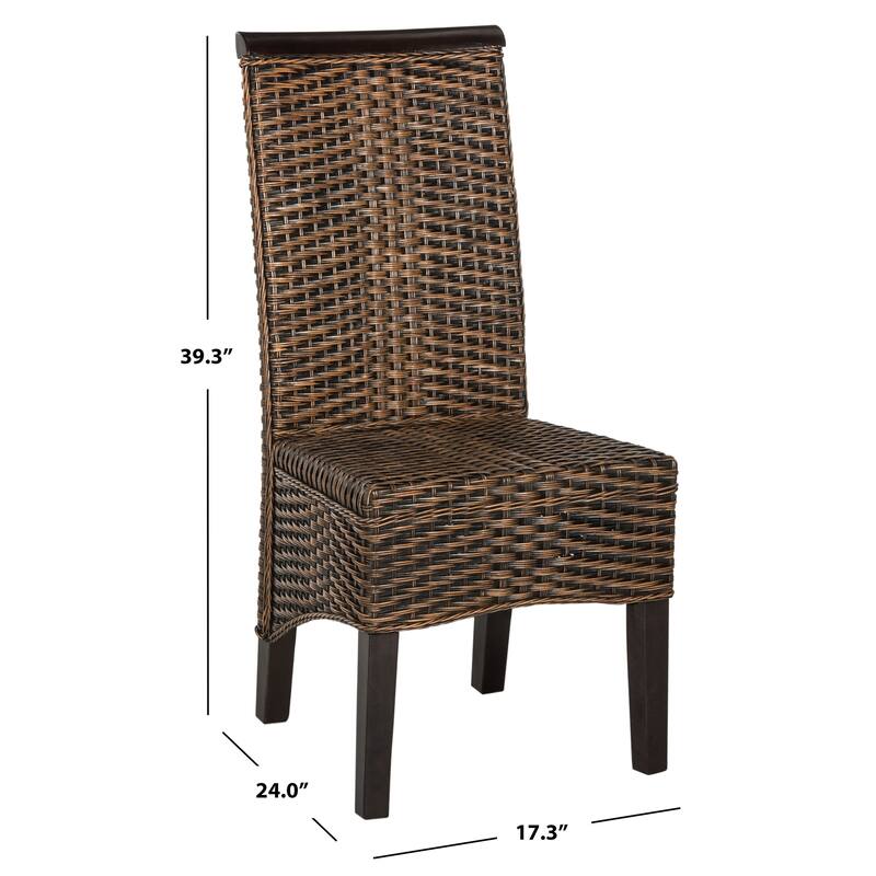 SAFAVIEH Gunvor Grey Wicker Dining Chair (Set of 2) - 17.3" x 24" x 39.3" - 17Wx24Dx39H