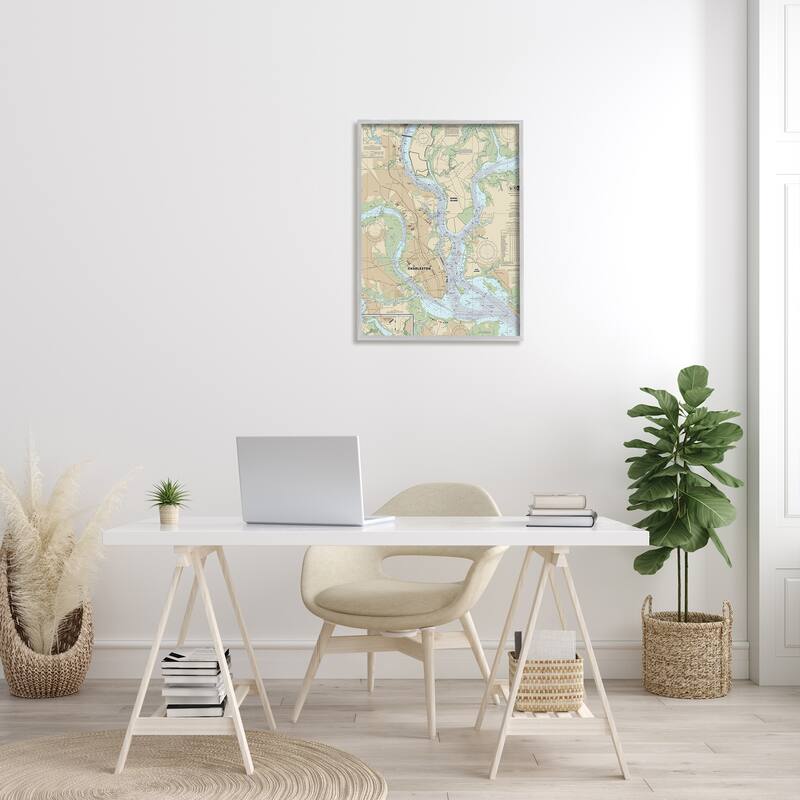 Stupell Charleston South Carolina Nautical Map Daniel Island Framed Wall Art