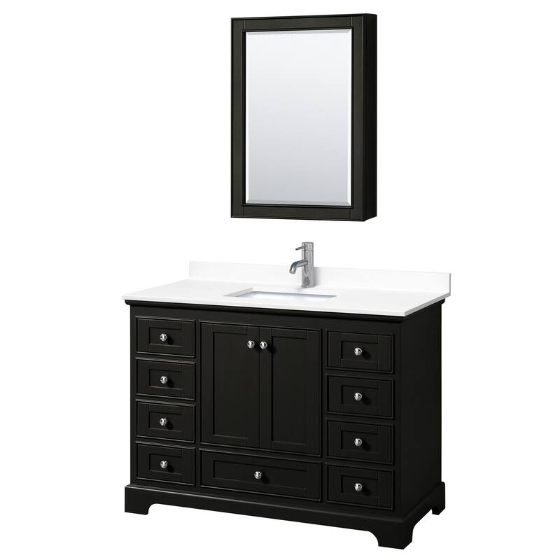 Wyndham Collection Deborah 48" Free Standing Single Basin Vanity Set - Dark Espresso / White Cultured Marble Top /
