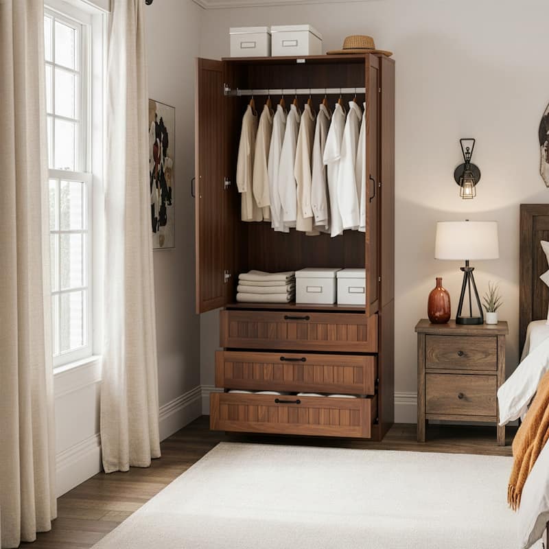 2 Doors Armoire Wardrobe Closet with Drawers