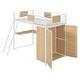 preview thumbnail 9 of 17, White Twin Size Metal Wood Loft bed with L-shape Desk, Wardrobe, Fence and Ladder