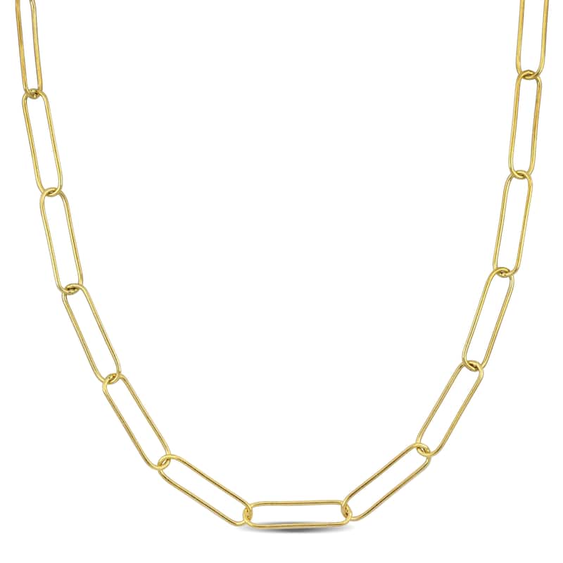 Miadora 4mm Paperclip Chain Necklace in Yellow Plated Sterling Silver-20 in