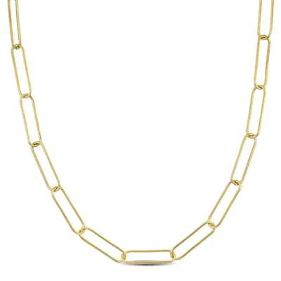 Miadora 4mm Paperclip Chain Necklace in Yellow Plated Sterling Silver-20 in
