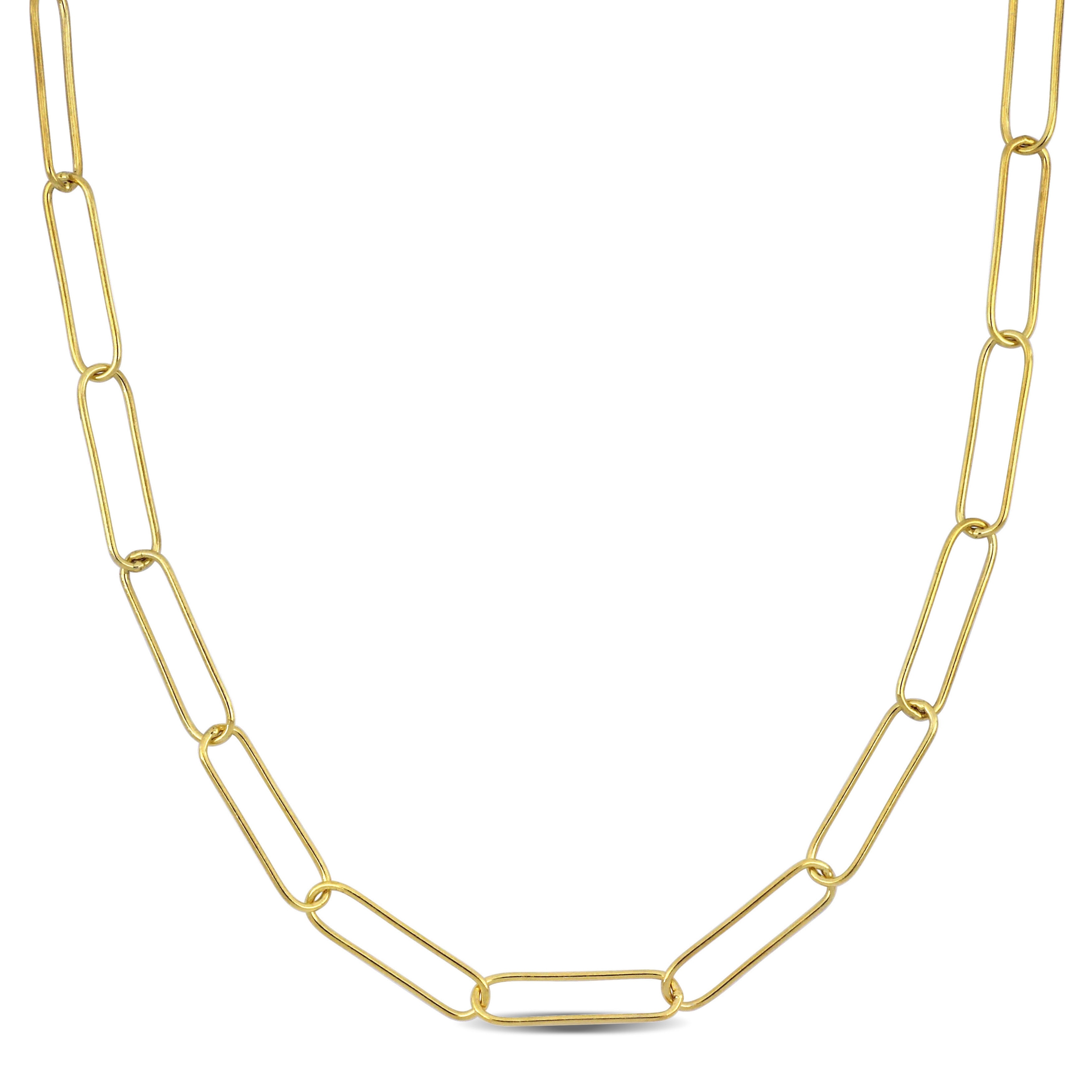 Miadora 4mm Paperclip Chain Necklace in Yellow Plated Sterling Silver-20 in
