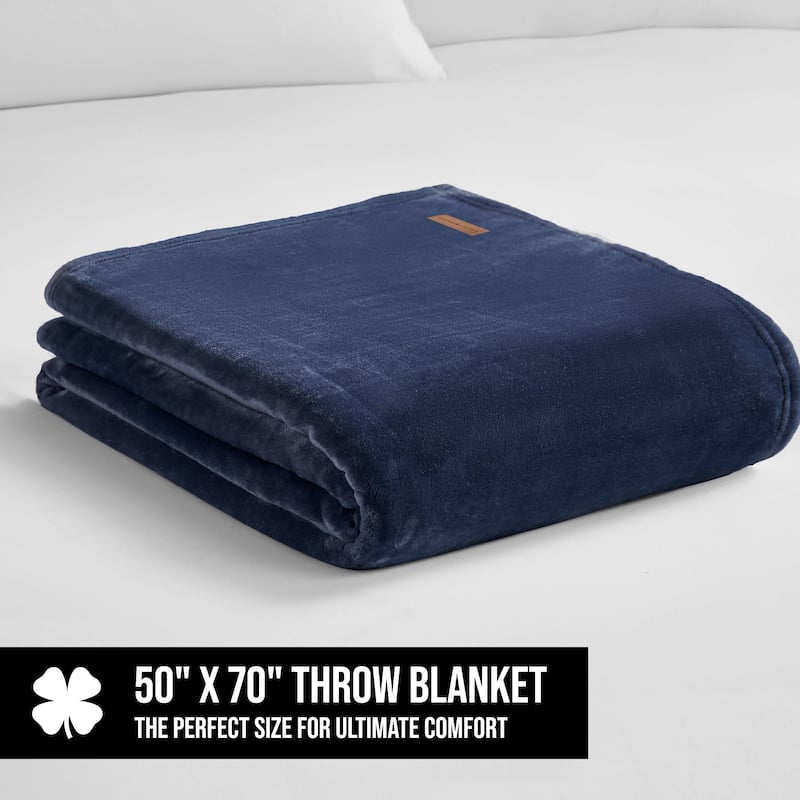 Lucky Brand Solid Plush Throw Blankets