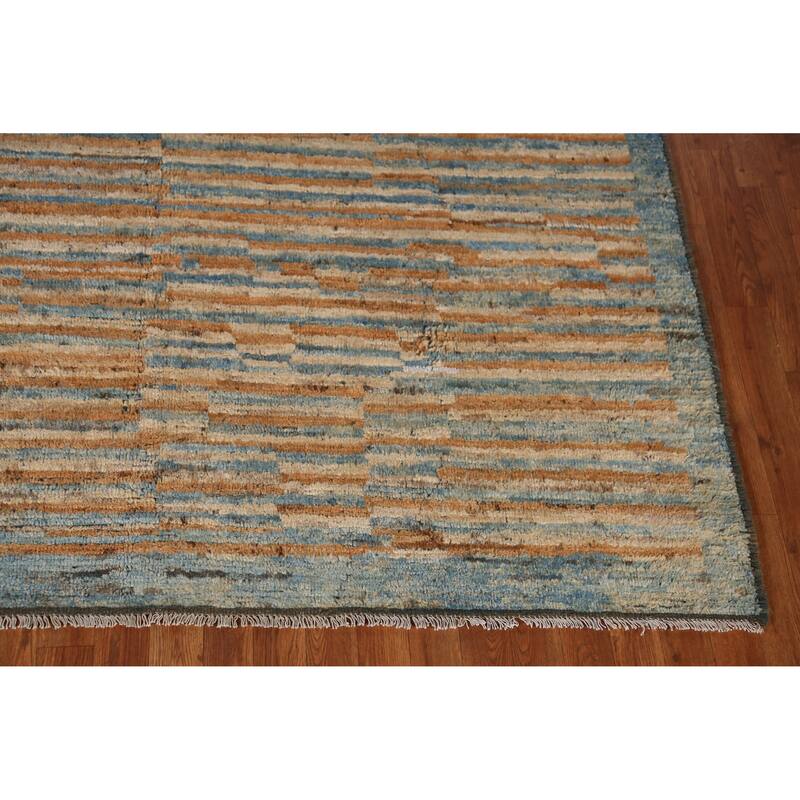 Striped Moroccan Oriental Area Rug Handmade Wool Carpet - 6'9" x 9'9"