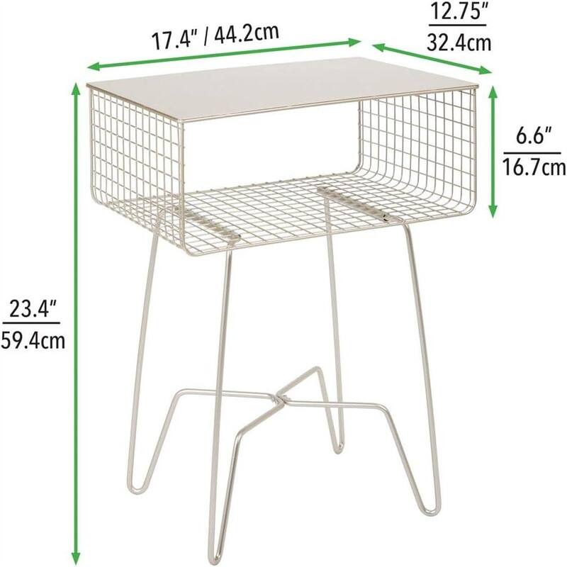 Steel Side Table Nightstand with Storage - 12.75"D x 17.4"W x 22.8"H