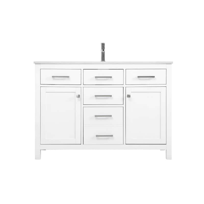 Elegant Lighting VF23348 Lewis 48" Free Standing Single Basin Vanity - White