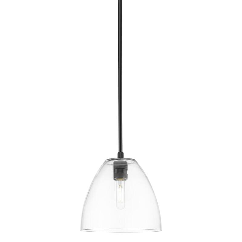 Innovations Lighting 434-1S-11-9 Crown Point Pendant Crown Point 9" - Matte Black / Clear