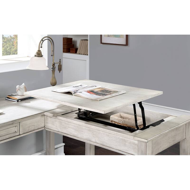 GDFStudio - Transitional Computer Desk with Lift-Top Design, USB Port & Power Outlet, Dovetail Drawer Storage