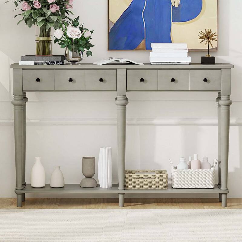 Retro Console Table with Open Shelf for Entryways,Living Rooms,and Hallways