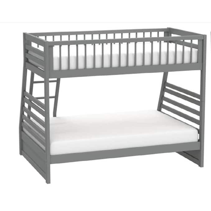 Twin over Full Solid Wood Bunk Bed with Ladder and Fence