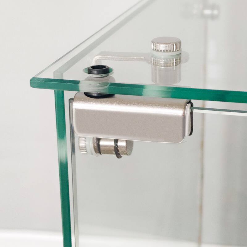 Tempered Glass Display Cabinet, File Cabinet with Bluetooth LED Light Strips,Tempered Glass Top, Lock on Door Wheels