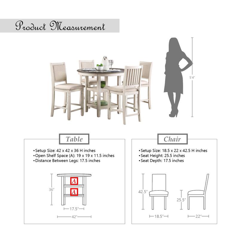 Howth Wood Counter Height 5-piece Dining Set