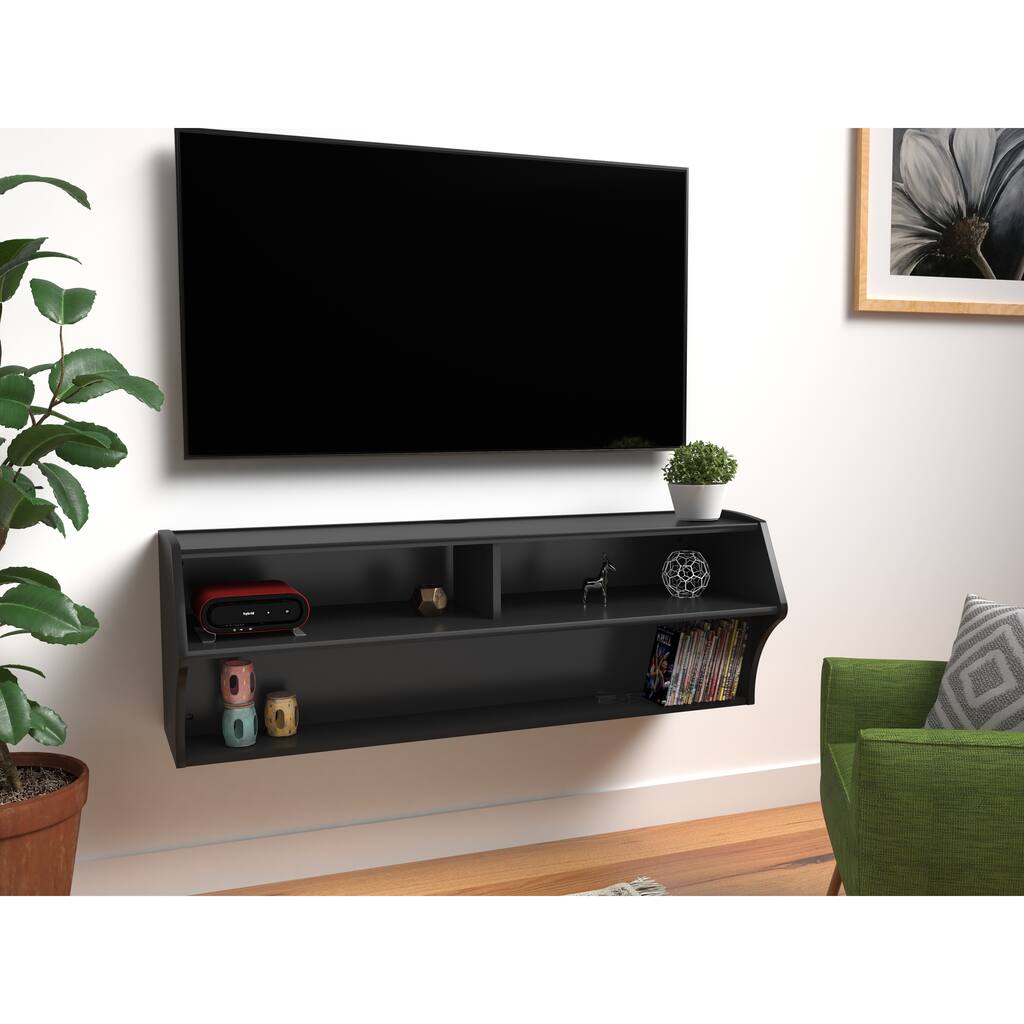 Broadway Black Wall Mounted A/V Console - 48 Inch - 48 Inch
