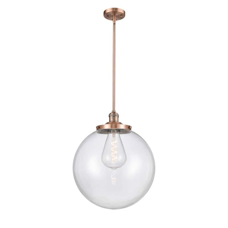 Innovations Lighting Franklin Restoration Beacon - 1 Light 16" Stem Hung Pendant - Clear/Antique Copper