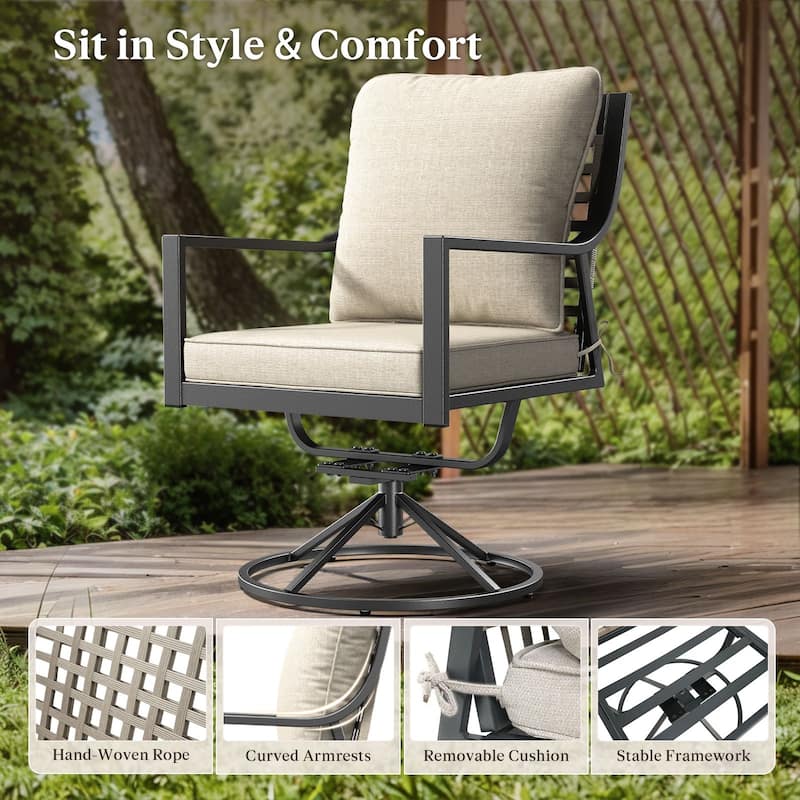 Outdoor Patio Glider Chairs Beige Cushion Set
