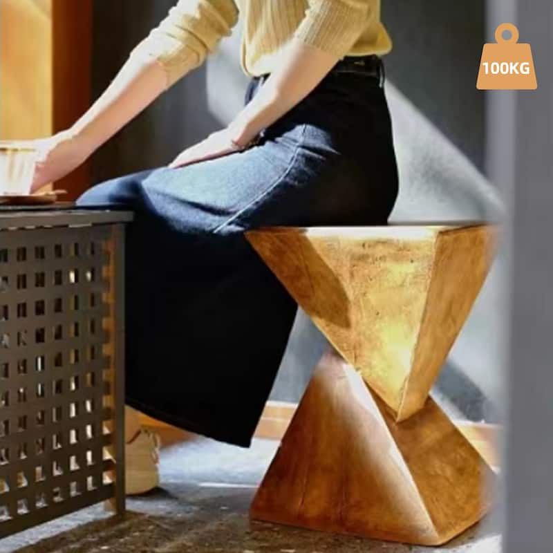 Modern Lightweight Concrete Side Table Accent Table Garden Patio - 12"x12"x18