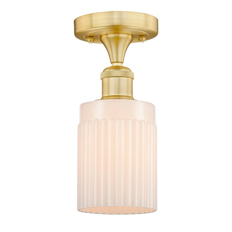 Innovations Lighting Hadley - 1 Light 5" Semi-Flush Mount - Satin Gold/Matte White