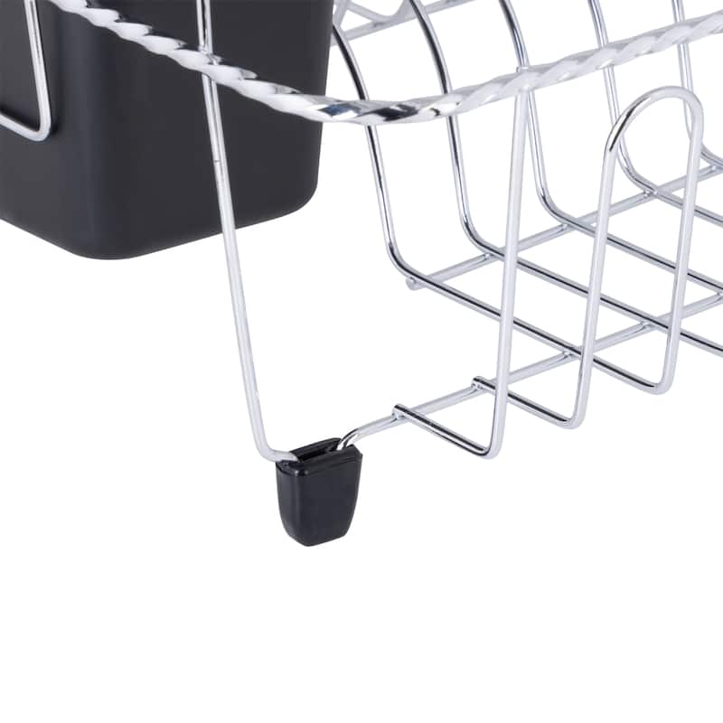 Kitchen Details Twisted Chrome 3 Piece Dish Rack in Black - 16.5" x 12.5" x 5.5"