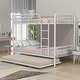 preview thumbnail 10 of 16, Contemporary Twin-Over-Twin Metal Bunk Bed With Trundle,Can be Divided into two beds,No Box Spring needed White - Twin