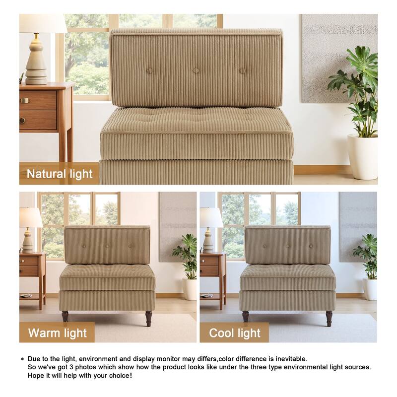 Modern Corduroy Corner Armchair Armless Chair sofa